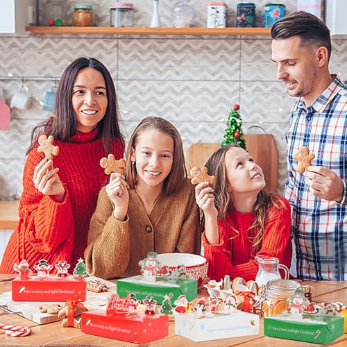 Christmas Bakery Cookie Boxes with Window - 18 Pack, 3 Styles for Holiday Party Favors