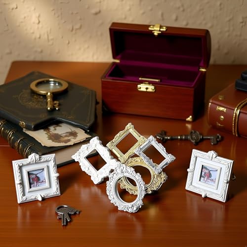 Mini Multicolor Resin Photo Frame Ornaments - Set of 4