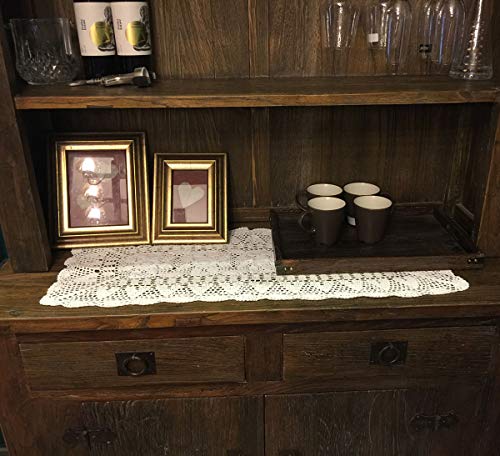 White Handmade Crochet Cotton Table Runner 16x35 Inches - Doily Lace Doilies