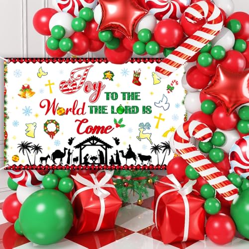 5.9x3.6ft Christmas Nativity Backdrop Joy to The World Religious Photography Banner