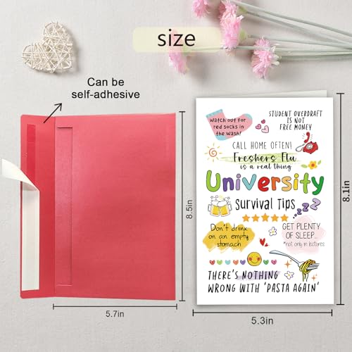 Qiavor University Survival Tips Card for Freshers - Funny College Orientation Gift