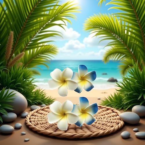 Myuiao 4PCS 7cm Hawaiian Frangipani Foam Flower Hair Clips
