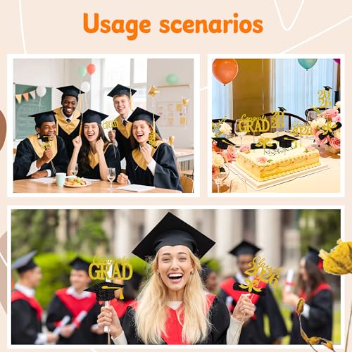 20Pcs Black Gold Graduation Centerpieces for Class of 2026