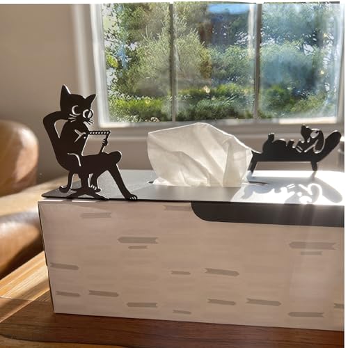 Funny Cat Psychiatrist Tissue Box Cover - Matte Black Steel