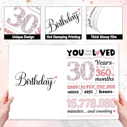 Funny 30th Birthday Card for Women - Rose Gold Design