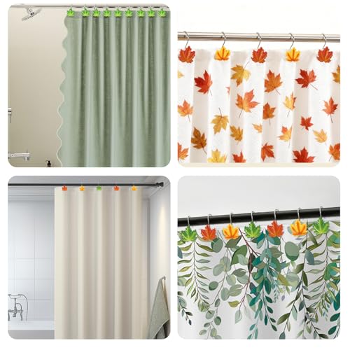 12 Pcs Rustproof Maple Leaf Shower Curtain Hooks - Autumn Decor