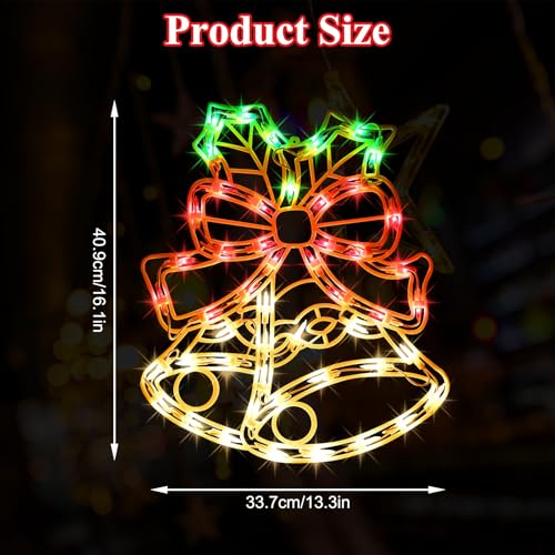 15-Inch Christmas Bell Light with Hanging Suction Cup for Holiday Decor