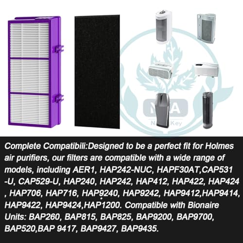 HAPF300AP HEPA Air Purifier Filter Replacement for Holmes AER1 (Purple)