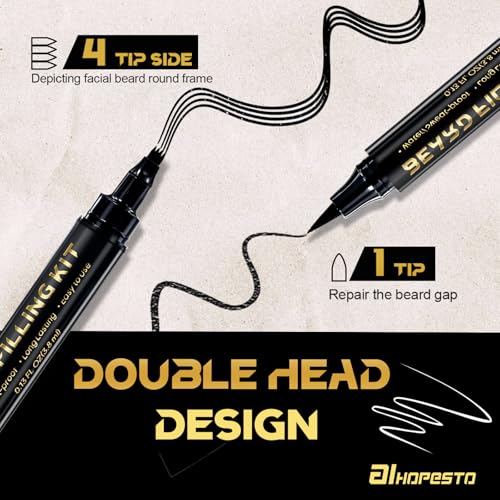 AIHOPESTO 3 PCS Beard Pen Filler Kit with Brush for Men - Waterproof