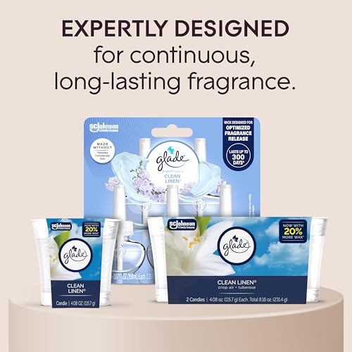 Glade Clean Linen Scented Candle Jar, 4.08 Oz - 2 Count