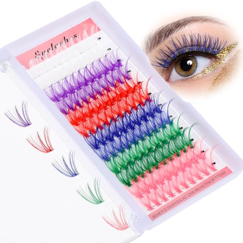 Amabro Colored Eyelash Extensions 120 PCS D Curl Mixed Lash Clusters