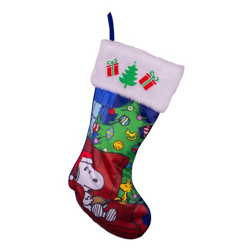 Kurt Adler Peanuts Snoopy & Woodstock with Christmas Tree Stocking