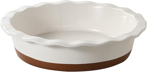 DOWAN 9-Inch Deep Pie Pan - Non-Stick Ceramic Baking Dish with Ruffled Edge | Alabaster White, 56 OZ