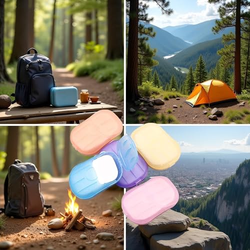 500 Sheets Colorful Disposable Soap Paper 5 Boxes Hand Cleaner Fragrance Mini Color Soaps Paper for school Indoor, Outdoor,Travel,Camping Hiking,Soap Sheet,Foot and Hand Care,Outdoor Recreation