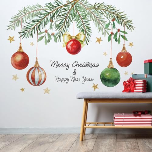 Christmas Wall Decals - Holiday Removable Stickers with Lights & Stars - Merry Christmas & Happy New Year - Variation: Christmas