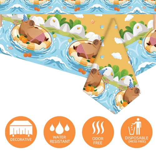 3 Pack Orange Capybara Tablecloths, 54" x 108" Disposable Table Covers