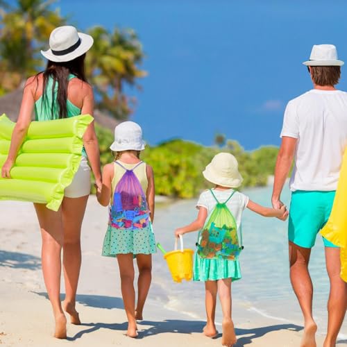 Josojoou 2pcs Mesh Beach Toy Bag - Large Drawstring Sand Toy Storage