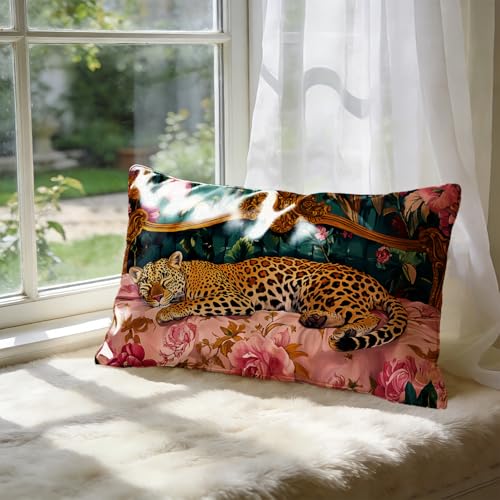 Queen Size Leopard Satin Pillowcase with Zipper - 20x30