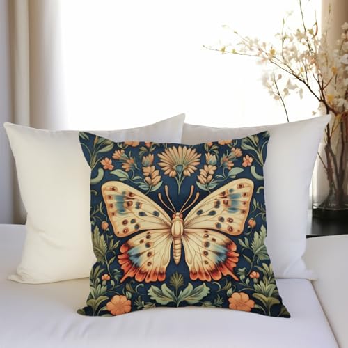 YOU FOUND ME Butterfly Floral Throw Pillow Cover Vintage Farmhouse Cushion 18x18
