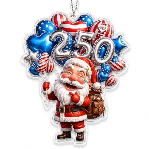 Patriotic Santa Ornament, USA 250th Anniversary Car Hanging Decoration