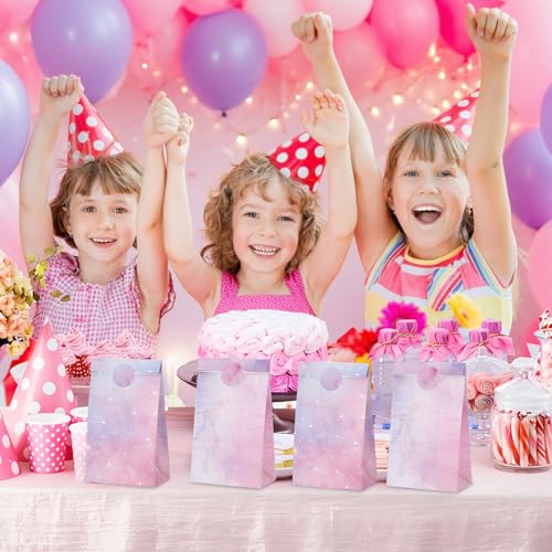 Woric 36PCS Pink & Purple Party Favor Bags with Stickers