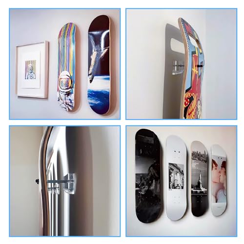 2 Pack Skateboard Wall Mount with Installation Screws Skateboard Display Mount Skateboard Hanger for Safely Store and Display Your skis Snowboards Scooters longboards and More