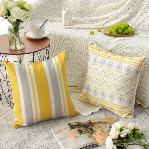 Yellow Dahlia Throw Pillow Covers 18x18 Inch, Set of 4 - AVOIN Colorlife