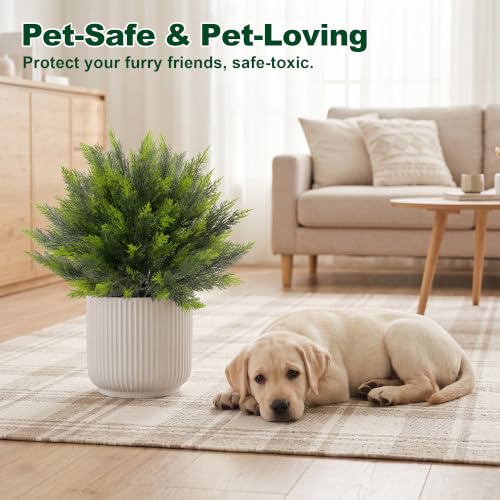 Artificial Cedar Topiary Bush 24 Inch with Ground Spike - Green Cedar, Set of 2