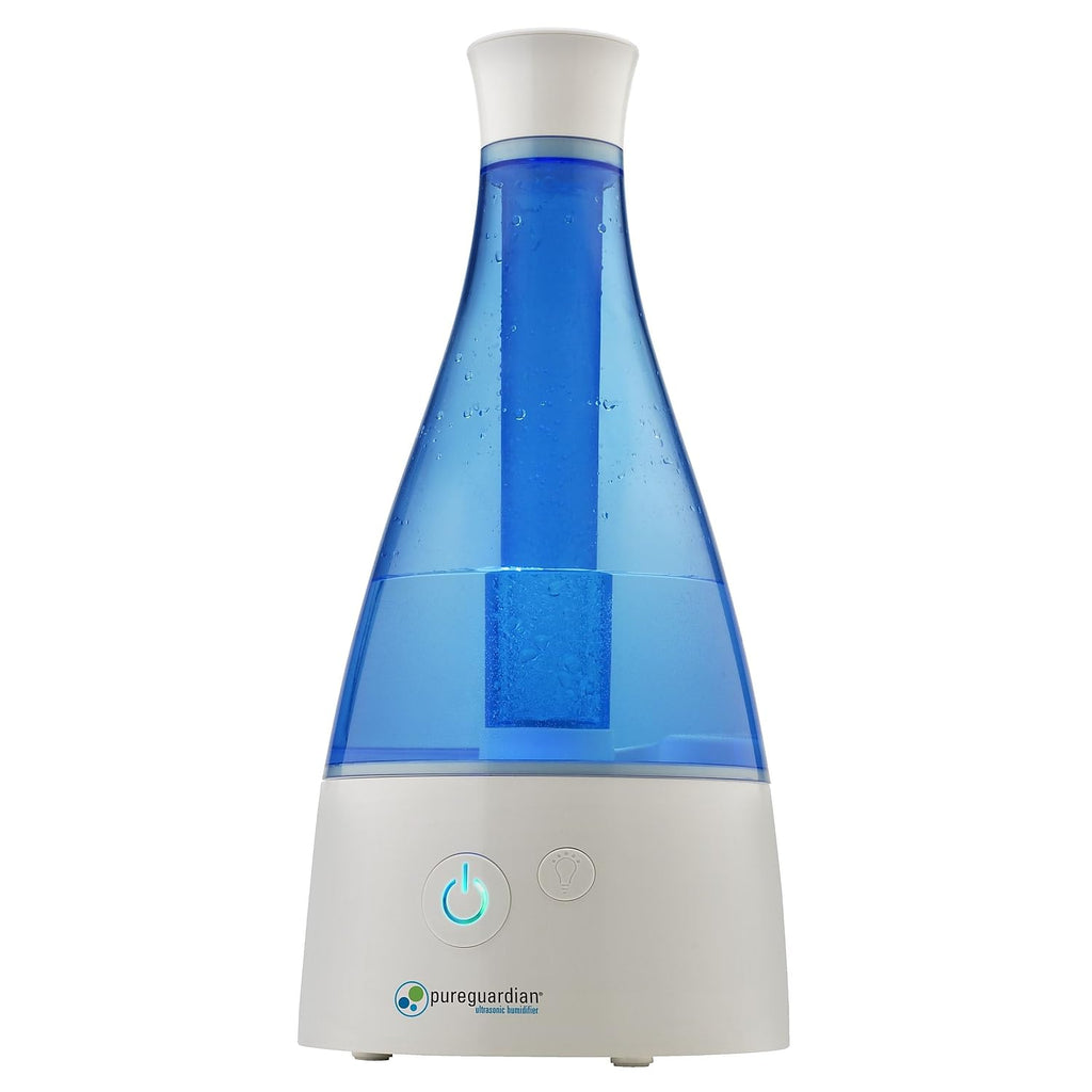 PureGuardian Ultrasonic Cool Mist Humidifier, 30 Hrs. Run Time, 0.5 Gal. Tank Capacity, 350 Sq. Ft. Coverage, Small Rooms, Quiet, Filter Free, Silver Clean Treated Tank, H940AR