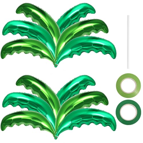 YOTHORN 12 Pcs Hawaiian Palm Tree Leaf Balloons for Tropical Party Decorations