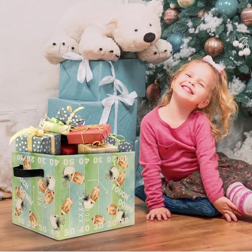 Football Storage Bin with Handles – Collapsible Organizer for Kids