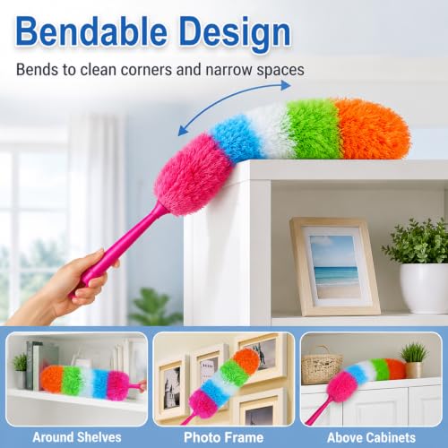 20-Inch Rainbow Microfiber Hand Duster for Home, Office & Car