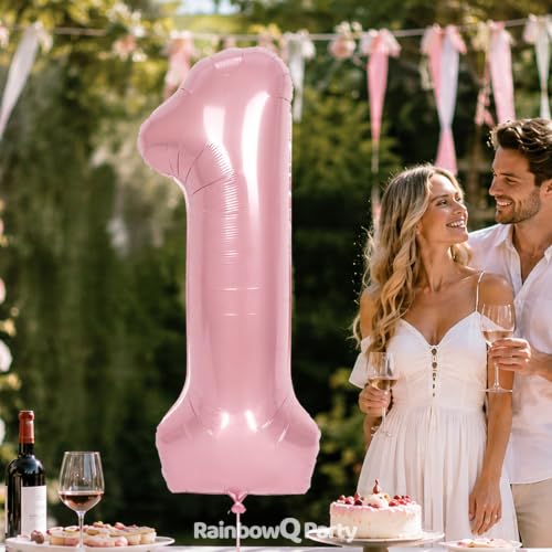 Pink Foil Number 1 Balloon - 40 Inch Giant Party Decoration