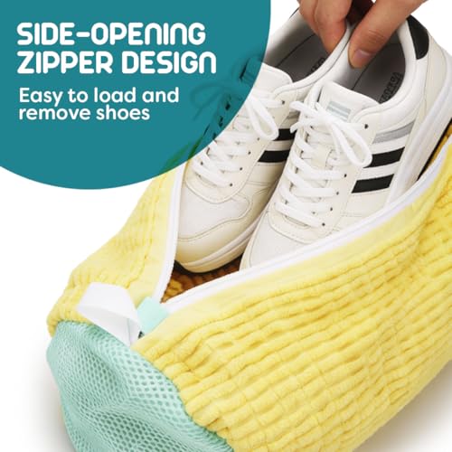 ZENO Yellow Shoe Washing Machine Bag - 2pcs Reusable Sneaker Cleaner