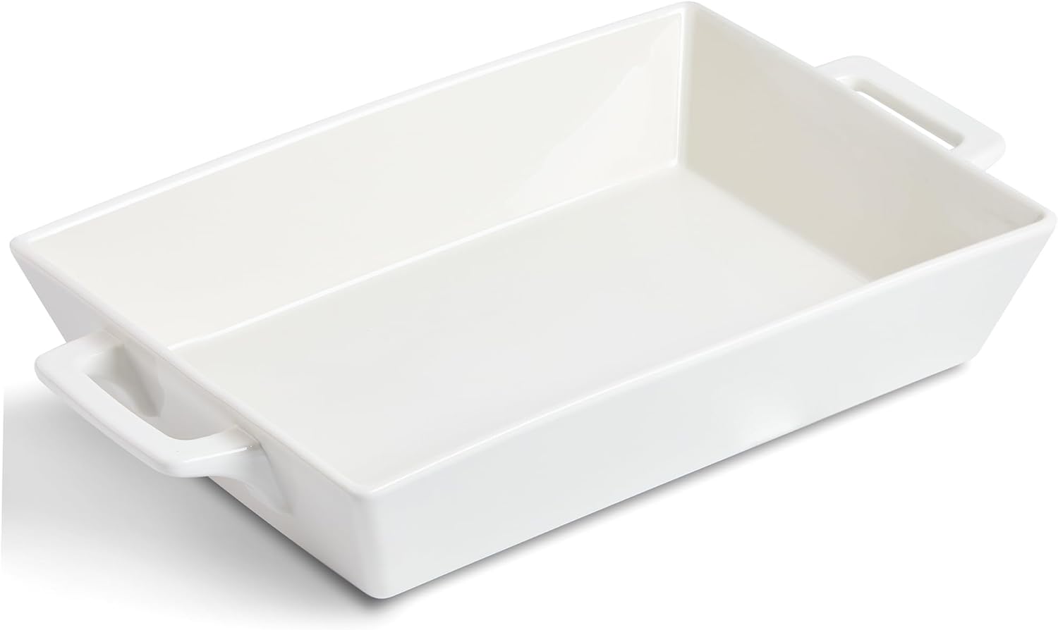 Regine Switzerland 4.6 Qt Large Rectangular Ceramic Baking Dish - 14x10 Inch Casserole Pan with Handles for Oven, Microwave, and Dishwasher Safe Use