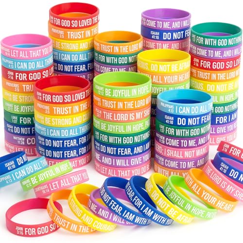 30 Pcs Bulk Inspirational Bible Verse Bracelets - 10 Colors
