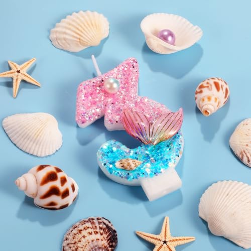 Mermaid Number 3 Birthday Candle - Pink & Blue Cake Topper