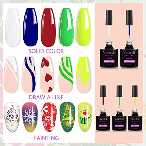 Vnicesli White Nail Art Gel Liner Polish with Built-in Brush 10ml