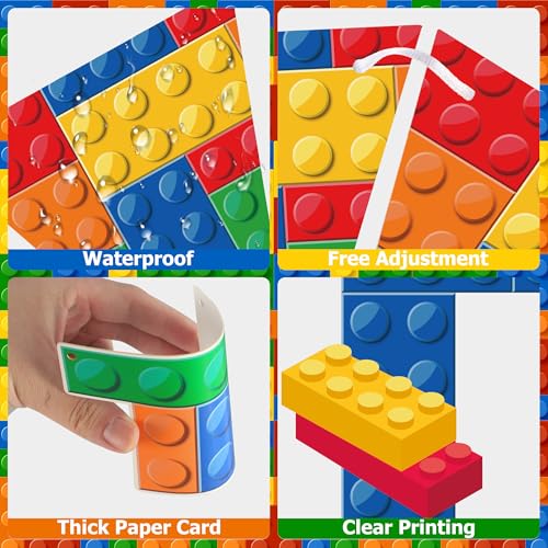 Building Block Birthday Banner Set - Pre-Strung Colorful Brick Decor