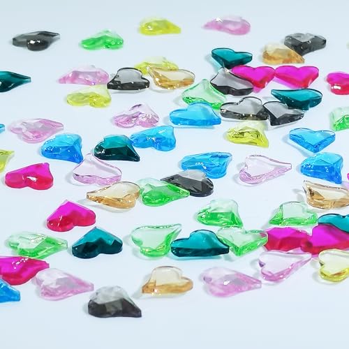 KAAGEE 80Pcs Aurora Heart Nail Rhinestones 3D Water Ripple Glass Charms