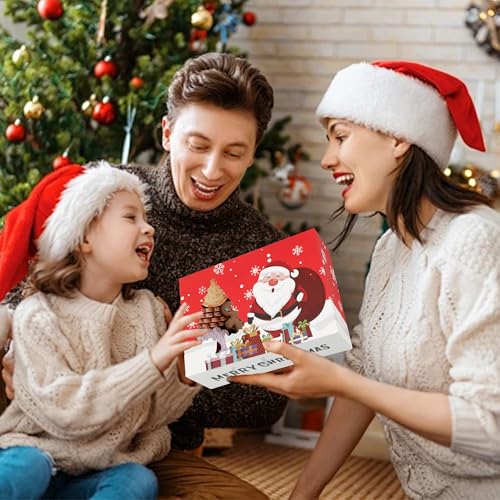 White Christmas Cookie Boxes with Window - 24 Pack, 8.75x6.25x2.75 Inch Bakery Gift Boxes