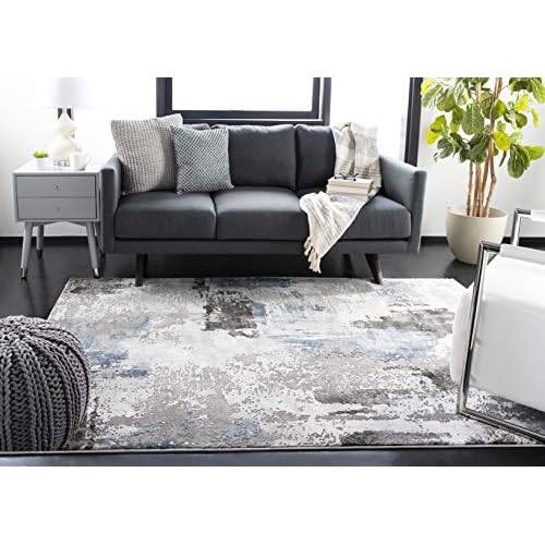 SAFAVIEH Craft Collection Accent Rug - 2'3" x 4', Grey & Blue, Modern Design, Non-Shedding & Easy Care, Ideal for High Traffic Areas in Entryway, Living Room, Bedroom (CFT820F)