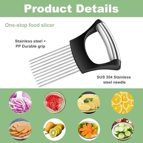 Stainless Steel Onion Holder Slicer & Crinkle Cutter for Kitchen