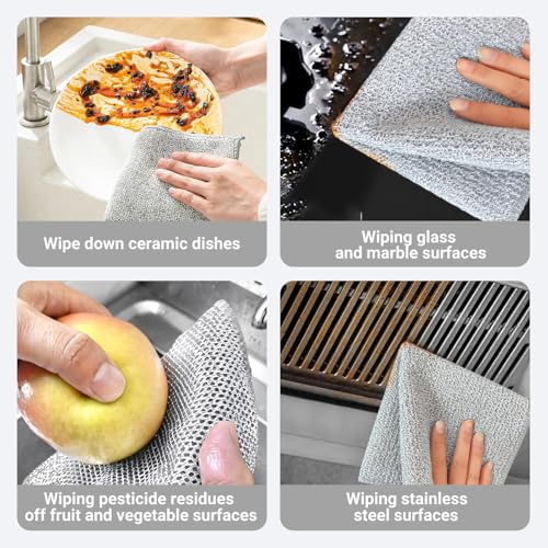 Non-Scratch Wire Dish Cloths - 10PCS Durable Multipurpose Rags