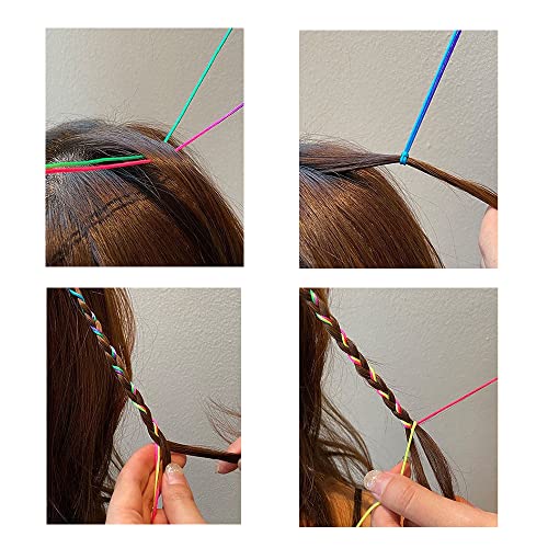 DFMEI 30Pcs Rainbow Hair Wrap String for Braids and Dreadlocks