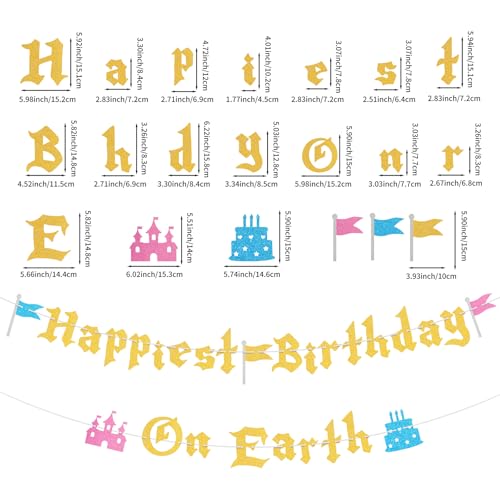Happiest Birthday On Earth Castle Banner for Girls Party