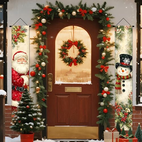 Nuxovilar Merry Christmas Door Cover Banner 2Pcs 71x12In Polyester