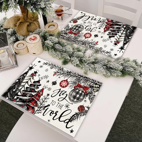 White Christmas Tree Placemats Set of 4 Holiday Table Decor for Kitchen & Dining