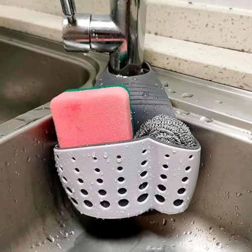 Silicone Sponge Holder for Kitchen Sink - Adjustable Caddy