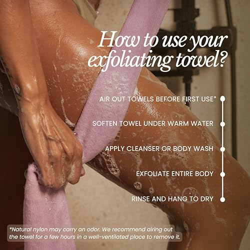 Bare Botanics Extra Long Exfoliating Shower Towel 2-Pack